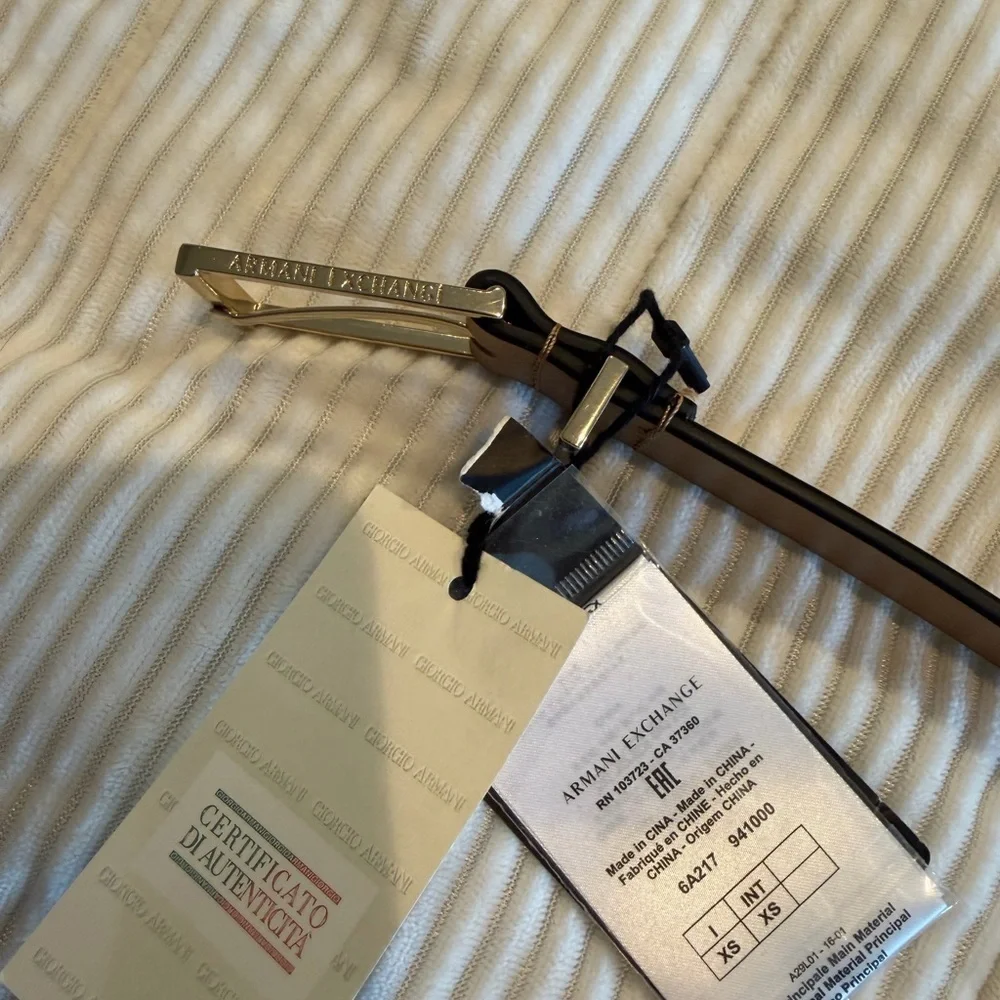 Armani Exchange Brown Leather Belt with Silver Buckle